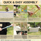 VILLEY Beach Tent Sun Shelter with UPF50+ Protection for 5 Person, 8x7FT Portable Sun Shade with 2 Stability Poles and 4 Sandbags, Outdoor Beach Canopy for Camping, Picnics, Fishing, Outdoors(Khaki)