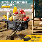 ZUNE LOTOO Portable Camping Table Folding, Small Beach Table Foldable with Drink Holder & Mesh Storage & Carry Bag Compact Camp Tent Side Table for Picnic Tailgate Travel Outdoor Fishing Backpacking