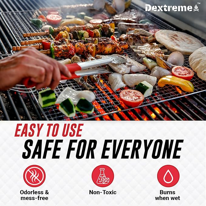 Dextreme Fire Starter Pack of 144/48 Natural Fire Starters Cubes for Campfires, Charcoal, BBQ, Grill Pit, Fireplace, Wood Stoves, Smokers and Camping - Easy to Ignite and Non Toxic… (48 Squares)