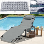 ABORON Patio Lounge Chair, Folding Guest Bed Cot for Adults, 500LB Heavy-Duty Capacity, Portable Extra Bed with Comfort Mat, Quick Fold Design for Indoor Guest Stays & Temporary Use