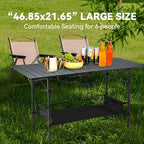 Foldable Camping Table(46.8"x21.6"x27.56") - Roll-Up Portable Design with Carry Bag | Ideal for Camping, Beach, Backyard BBQ, Picnic & Indoor-Outdoor Use (Large)