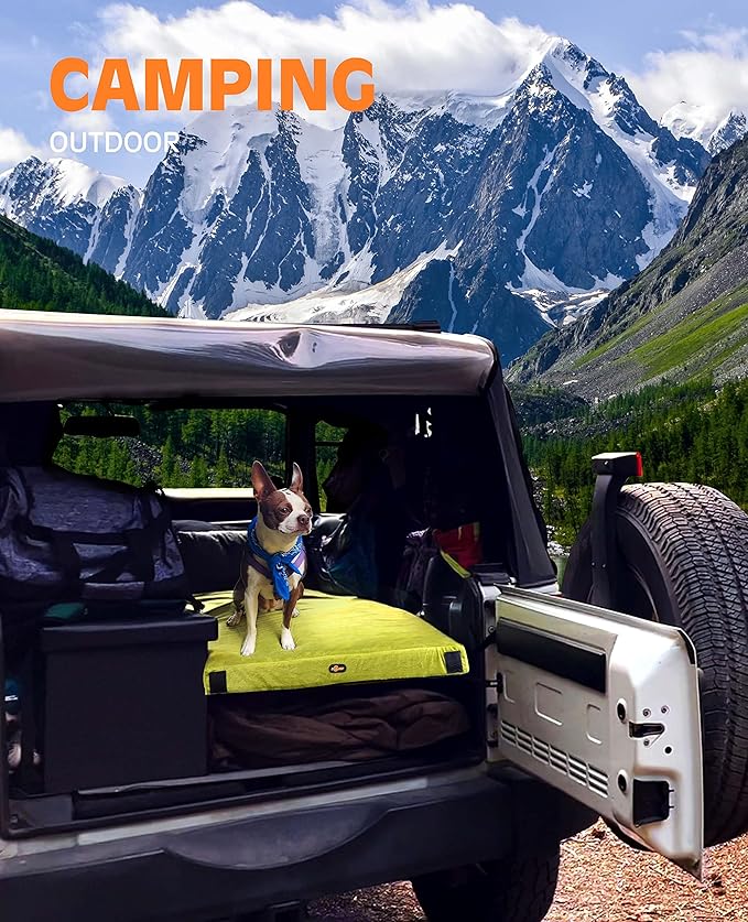 3 Inch Memory Foam Camping Mattress, Dual Layer Thick Sleeping Camp Pad for Car Tent Cot, Roll-Up Portable Glamping Floor Bed for Guests Sleepover