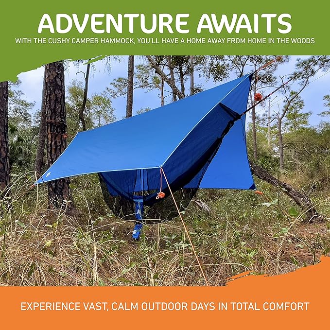 Premium Hammock with Rain Fly, Bug Net, Tree Straps, and Dry Bag - Complete Camping Hammock System with Mesh Bug Net - Outdoor Combo Kit with Rainfly Bundle for Backpacking…