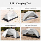 Naturehike Mongar Pro 1/2/3 Person Backpacking Tent,Waterproof Nylon Easy Setup Lightweight Camping Tent