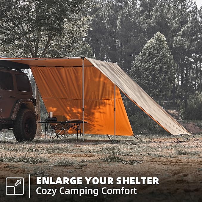 Awning Wall 8.2FT x 8.5FT Multi-Side Universal Awning Extension Waterproof Ripstop UV-Resistant for Windbreak & Sun Shade