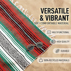 Hydration Nation Authentic Extra Large Mexican Blanket (70"x50") - Handwoven Yoga, Serape- Artisanal Falsa, Beach, Camping, Picnic, Outdoor - Storm Orange