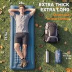 Camping Sleeping Pad, 5" Ultralight Inflatable Sleeping Mat with Pillow, Built-in Foot Pump Inflatable Sleeping Pads Compact for Camping Backpacking Hiking Traveling Tent