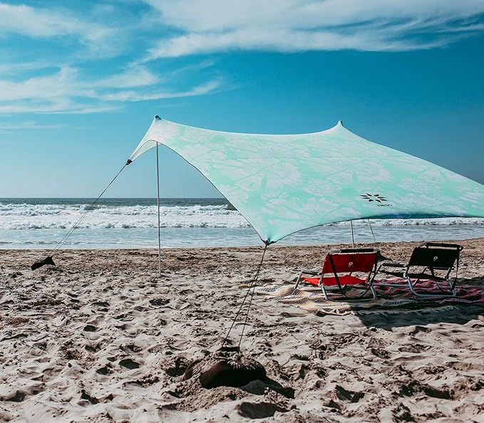 Neso Grande Portable Beach Tent Sun Shelter - Lightweight Beach Shade Canopy - Easy Setup for Family Outings - Patented Reinforced Corners - UPF 50+ Sun Protection - 7ft Tall, 9 x 9ft