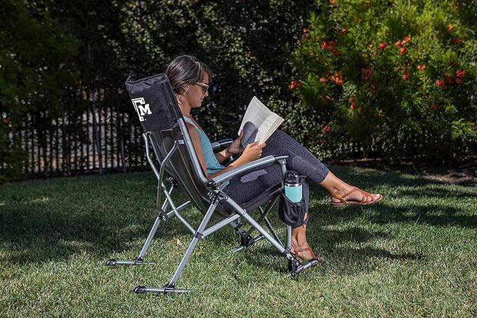 Picnic TIME NCAA Unisex-Adult NCAA Outdoor Rocking Camp Chair, XL Heavy Duty Camping Chair for Adults
