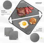 1-Piece 10.6 inch Cast Iron Griddle Plate | Reversible Square Cast Iron Grill Pan for Single burner| Double Sided Used on Open Fire & in Oven | Pre-Seasoned |Versatile Baking Griddle
