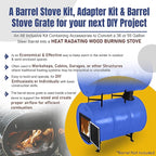 Double Barrel Stove Kit – Perfect For 30 to 55 Gal Drum Wood Stove Kit - Heavy Duty Steel Barrel Camp Stove Kit w/Stove Door - DIY Oil Barrel Stove Kit Heat for Winters in Workshop, Cabin, Garage