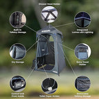Kakadu Outback Shower Tent, Portable Privacy Shelter, Outdoor Camping Toilet Tent, Changing Room, Sturdy, Easy Setup - with LED Light, Carry Bag, Towel Rod