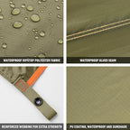 Waterproof Camping Tarp 10 x 10ft Survival Tent Backpacking Portable Tarp Multifunctional Anti-UV Shelter for Outdoor (Olive Green)