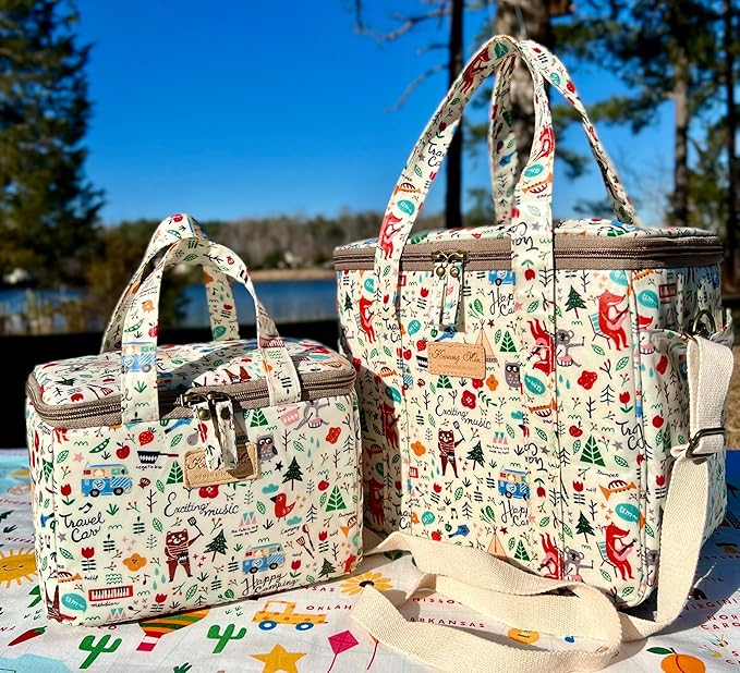 Kwang Min Insulated Insulated Cooler Bag,Reusable Large Lunch Bag for Women, Great for Outdoors,Camping,Party,Premium Quality,Adjustable Strap,Foldable
