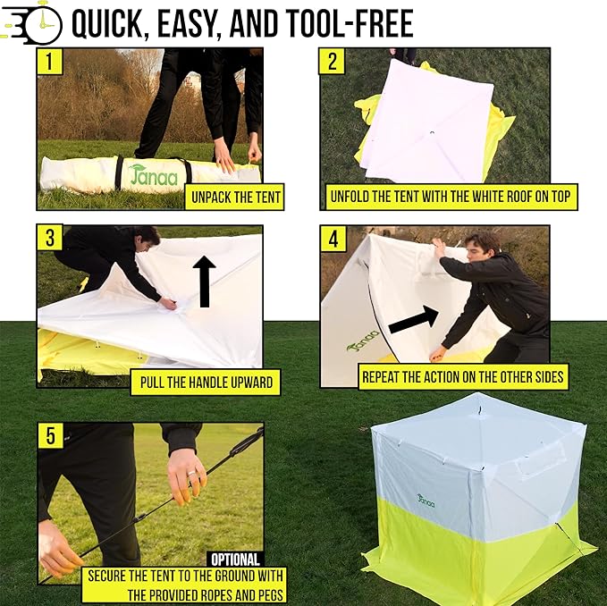 JAX3® Professional Work Tent | Pop Up | 6,2x6,2x7 Ft | Instant Quick and Easy Tool-Free Setup | Waterproof UV50+ | Splicing, Commercial Tent, Fiber Optic for Heavy-Duty Use