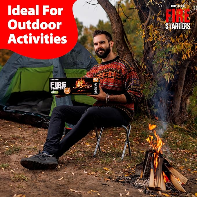 400 pcs Fire Starter - Natural Fire Starters for Campfires, Fire Pit, Pizza Oven, Fireplace, Smoker, BBQ, Pellet Stove & Wood - Fire Starters for Grill, Charcoal Starter