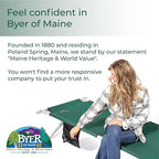 BYER OF MAINE Military Cot, Folding cot, Reinforced Aluminum/Steel Frame, Extra Large Size, Holds 375lbs