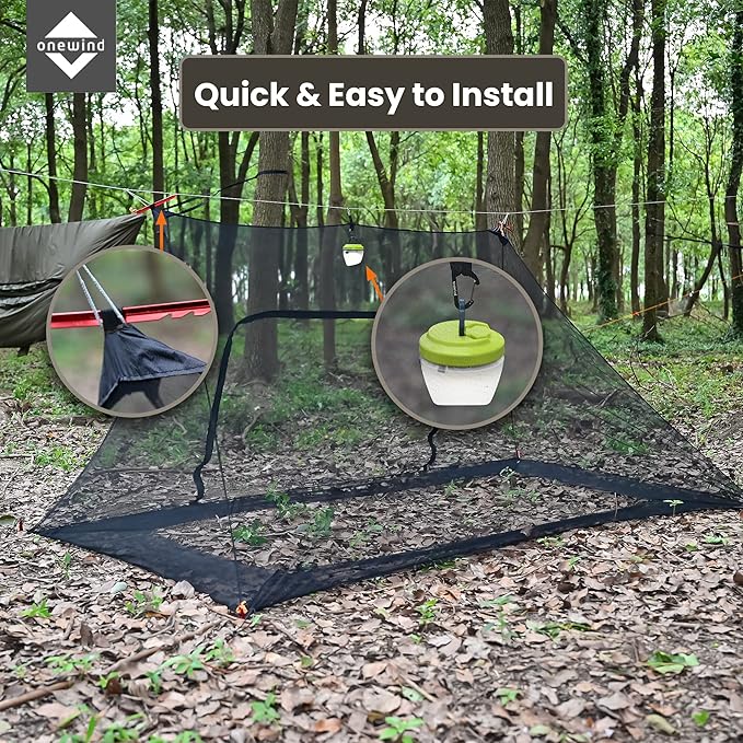 onewind Shelter, Camping Tarp Set Include Emergency Shelter, BugNet and Tent Footprint, Ripstop Silnylon with Silicone PU Coating Survival Shelter Tent for Camping, Hiking, Backpacking