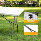 71.5" Foldable Outdoor Dining Set with 8 Fully assembled Dining Chairs for Easy Storage, Portable Patio Table and Chairs Set for Camping Picnic, Heavy Duty Patio Table Set for Garden Yard.