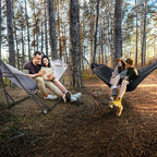 Tranquillo Combo x2 Hammocks with Stand for Outside & Tree Straps, Heavy Duty Hammock with Stand 600lbs for Indoor Outdoor Patio Backyard, x2 Hammocks for 2 Person (Combo - Grey, Medium)