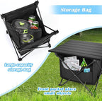 Portable Folding Aluminum Alloy Camping Table with High-Capacity Storage and Carry Bag, Small Size, for Camping, Traveling, Hiking, Fishing, Beach, BBQ,Black