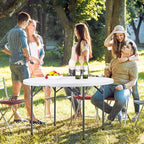 ZenStyle Folding Table, Indoor Outdoor Portable Plastic Dining Card Table Utility Table for Camping Dining Event Party, White (Round, 48"x48")