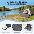 60W Portable Solar Panels Chargers with USB-C, USB-A and DC Outputs Foldable IP67 Waterproof Solar Panel for Camping,Power Emergency for Small Power Station,Phones, Power Banks