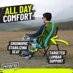 STRONGBACK Camping Chair XL Guru Heavy Duty Camping Chairs with Lumbar Support, Backpack Folding Camp Chair
