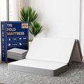Greaton, 4-Inch Tri-Folding Gel Memory Foam Portable Floor Mattress | Breathable Mesh, Ultra Soft, Cot Pad, Removable and Washable Cover, Comfortable Support, Therapeutic Qualities, Queen, White