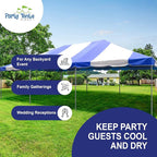 Party Tents Direct 20x30 Canopy Tent - Steel Frame - Outdoor Gazebo Pavilion Sun Shade Camping Shelter - Blue Vinyl Heavy Duty Waterproof Tent Cover - Event Tents for Parties Wedding