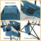 Arrowhead Outdoor Folding Hammock Camp Chair with Detachable Footrest, Stabilized Feet, Padded Headrest and Seat, Large Cup Holders, 300 LBS Weight Capacity, for Camping, Beach, Tailgating