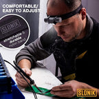 SLONIK Rechargeable Headlamp for Adults - 1000 Lumens Super Bright 60 ft Beam LED Flashlight - Lightweight, Heavy-Duty, IPX4 Waterproof Hard Hat Light - Camping Gear, Running Headlight, Gray