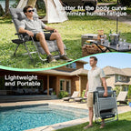 Amopatio Oversized Zero Gravity Chair Set of 2, 29in Reclining Camping Lounge Chair Upgraded Lock and Footrest, Cup Holder, Removable Cushion & Headrest Folding Patio Recliner