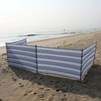 ERDA Surf Stripe Pro Beach Recycled Polyester Rip-Stop 20 ft Lightweight Windscreen, Privacy Screen, Wind Blocker, Free Matching Shoulder Bag (New Mahogany Wood Poles)