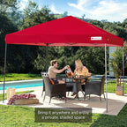 Best Choice Products 10x10ft Pop Up Canopy Tent, Outdoor Shade, 1 Person 1 Minute Set Up, Carry Case, 4 Weight Bags - Red