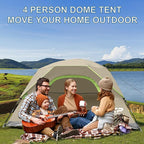 Tents for Camping 4 Person Tent Waterproof Windproof Double Layer Camping Tent, Easy Setup Dome Tent with Large Mesh Windows & Wider Door for Outdoor Camping & Hiking
