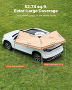 VEVOR 270 Degree Awning, 52 sq.ft Driver Side Vehicle Awning, Waterproof UV50+ Car Side Awnings with Carry Bag, All-Weather Free-Standing Overland Awnings Car Shelter for SUV Van Truck Camping