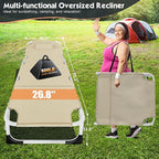 MOPHOTO Oversized Beach Lounge Chair, 5-Position Adjustable Tanning Chair with Face Hole, Heavy Duty Folding Chaise Lounge for Beach, Pool, Patio & Sunbathing