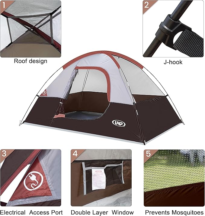 Camping Tent 2-4 Person, Waterproof Windproof Tent with Rainfly Easy Set up-Portable Dome Tents for Camping…