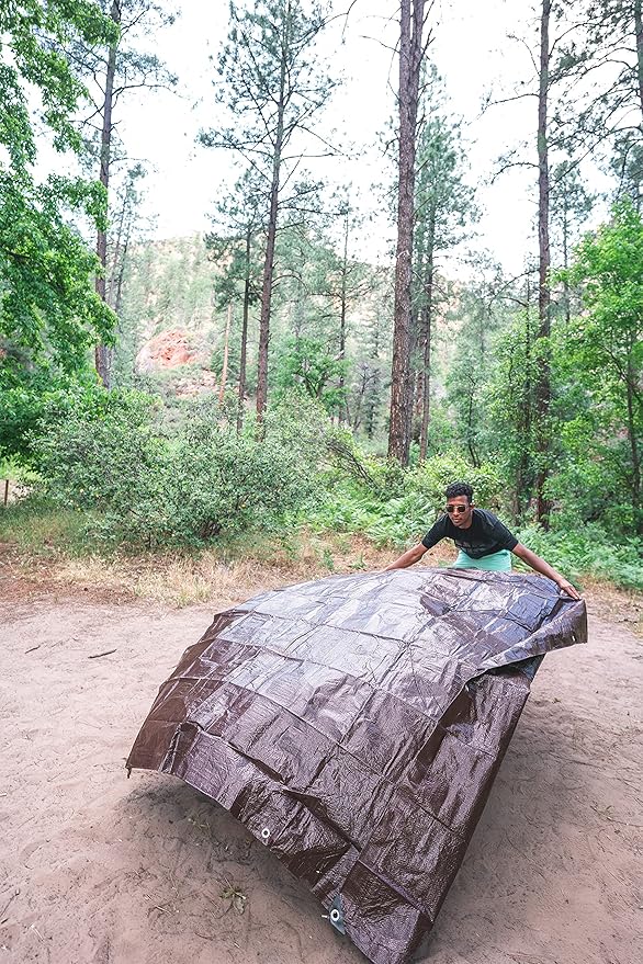 Stansport Light-Duty Rip-Stop Tarp 5' x 7' - Brown - 2 Pack (U-57-2) - Waterproof Tarp for Camping and Outdoor Use, Thick and Durable Cover with 3.5 Mil Thickness for Ultimate Protection