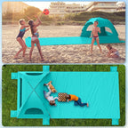 Beach Tent Sun Shelter with Extended Sand Mat 114×82inch，UPF 50+ Protection, 3 Double-Layer Windows for Enhanced Privacy; Portable Beach Shade, 3-4 People. Windproof and Waterproof