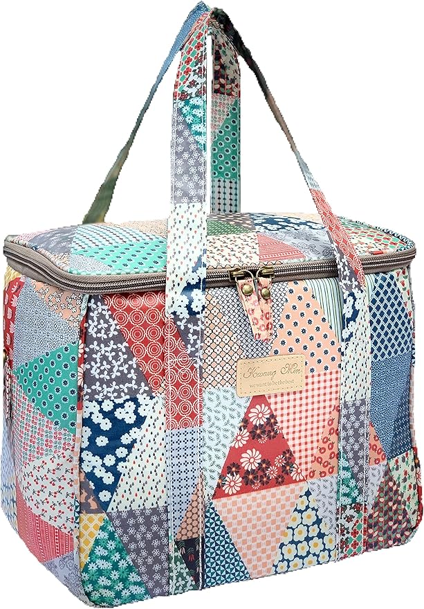 Kwang Min Insulated Insulated Cooler Bag,Reusable Large Lunch Bag for Women, Great for Outdoors,Camping,Party,Premium Quality,Adjustable Strap,Foldable