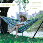 Backyard Expressions - 914920 - Ocean Floor Pattern - Portable Double 2 Person Outdoor Hammock with Stand - Green and Blue - 9 x 3 Foot Hammock