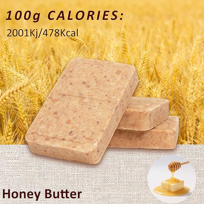 Emergency Food Supply - Honey Butter Hardtack, Mre Meals Military 2025, Emergency Meals Survival Bars, Camping Hiking Survival Food High Calorie Bars, 12 Count, Long Shelf Life