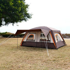 KTT Large Tent 6-8-10 Person,Family Cabin Tents,2 Rooms,2 Doors and 4 Windows with Mesh,Straight Wall,Waterproof,Double Layer,Big Tents for Outdoor,Picnic,Camping,Family Gathering