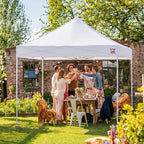 Tradesparker 10x10 Pop Up Canopy Tent,Commercial Movable Canopy with ApexCore LED&Rugged Casters-Instant Easy Setup Shelter Canopies with Weight Bags&Stakes for Outdoor Events Markets,White&Red