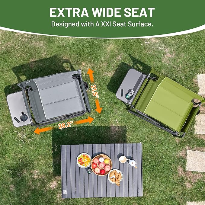 Timber Ridge XXL Extra Wide Foldable Directors Chair with Side Table, 500 lbs Heavy Duty Camping Chairs for Adults, Oversized Folding Lawn Chair for Lawn Beach Sports Outdoor, Blue