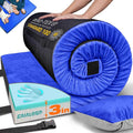 3 Inch Memory Foam Camping Mattress, Dual Layer Thick Sleeping Camp Pad for Car Tent Cot, Roll-Up Portable Glamping Floor Bed for Guests Sleepover