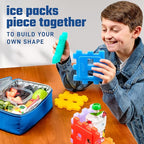 Cool Coolers by Fit & Fresh Kids Puzzle Shaped Lunch Box Ice Packs, Back to School Essential, Reusable Freeze Blocks for Insulated Bags and Cooler, Multicolored, 6PK