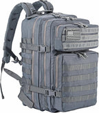 LHI Military Tactical Backpack for Men and Women 45L Army 3 Days Assault Pack Bag Large Rucksack with Molle System - Grey